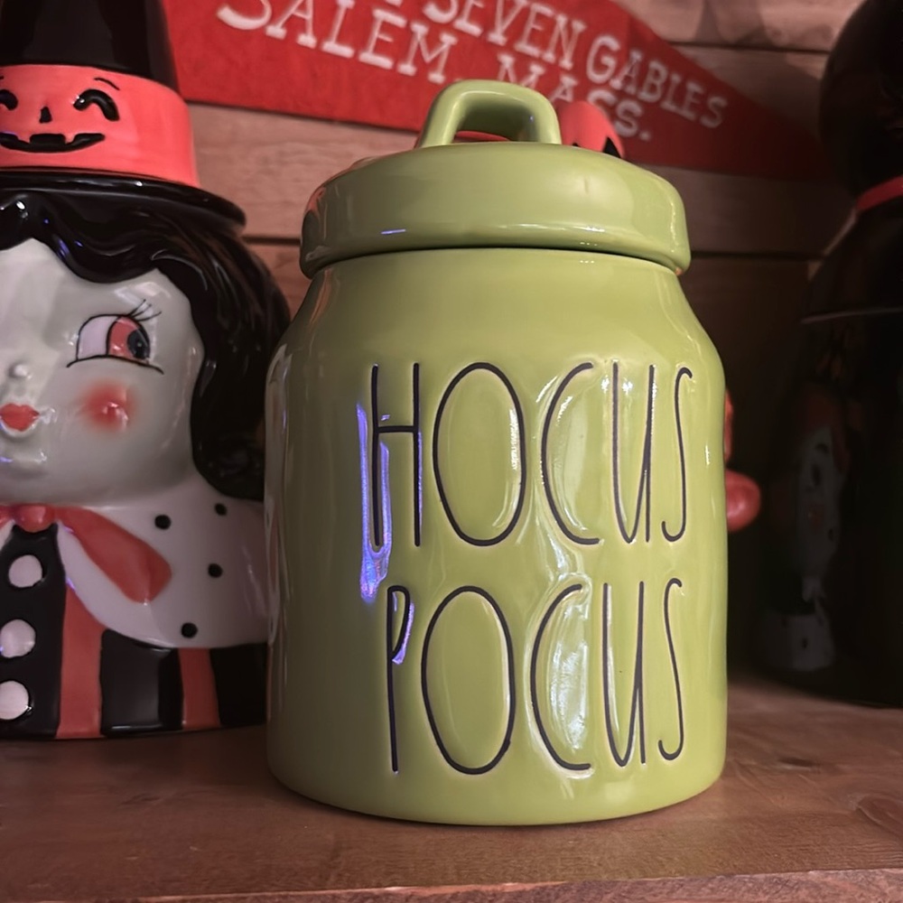 Rae Dunn Hocus Pocus glossy Green Canister